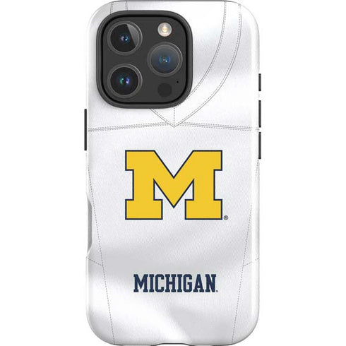 University of Michigan White Jersey iPhone 16 Pro Impact Case